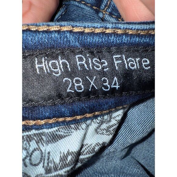 Rock & Roll High Rise Flare Jeans With Lace Up Back Size 28X34 - Picture 8 of 12